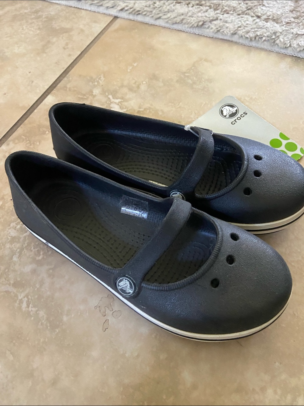 CROCS Kids Black Mary Jane Slip-On Shoes